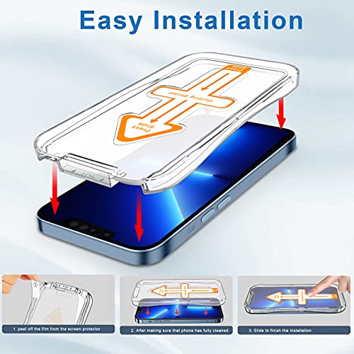 PULEN Designed for iPhone 13 Pro Max Screen Protector (2 Packs) with 2 Packs Camera Lens Protector [Automatic Alignment Tool Included], HD Clear Case Friendly 9H Hardness Tempered Glass