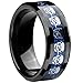 8mm Infinity Black Tungsten Wedding Ring Silver Skull Skeleton Inlay Statement Couple Jewellery