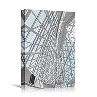 Canvas Wall Art White Building Pattern Abstract Architecture & Maps Building Chic Home Office Photography - 12x18 inches