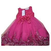 VOGUEON Girl Baby Girl Beaded Backless Peony Lace Back A-Line Tutu Tulle Lace Dress