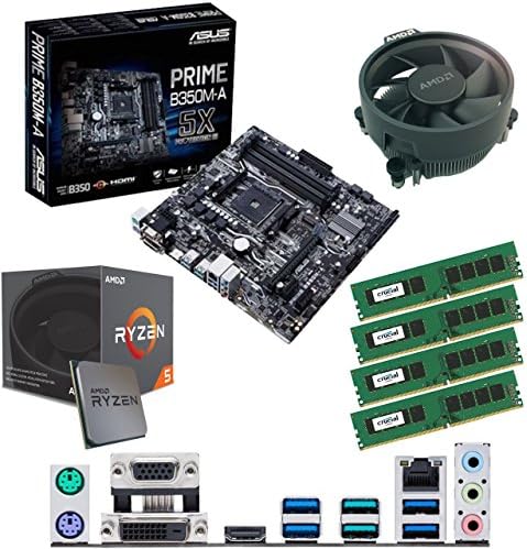 Components4All AMD Ryzen 5 2600 3.4GHz (Turbo 3.9GHz) Six Core Twelve Thread CPU, ASUS Prime B350M-A Motherboard & 16GB 2400MHz Crucial DDR4 RAM Pre-Built Bundle
