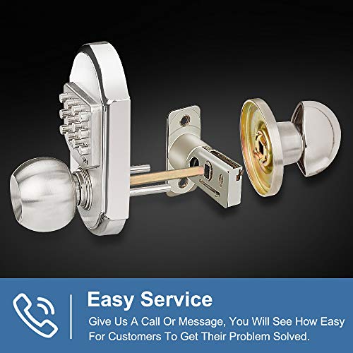 Elemake Keyless Deadbolt Mechanical Keyless Entry Door Lock Deadbolt Keypad Stainless Steel (Pass Code, Key and Higher Security) - Thumbnail 3
