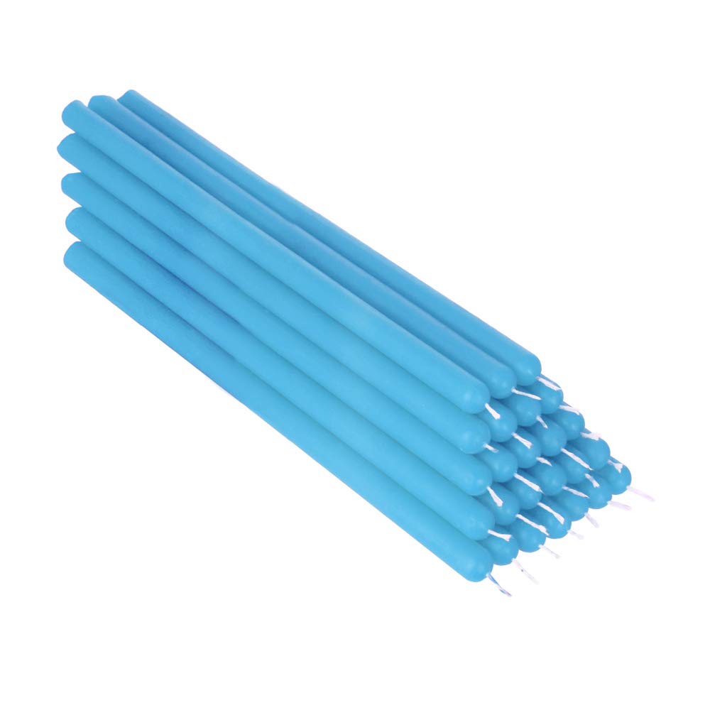 NKlaus 25x Light Blue Paraffin Wax 21cm sootfree Table Candles Coloured Easter Candles Ritual Candle Wedding Candles drip Candles 36339