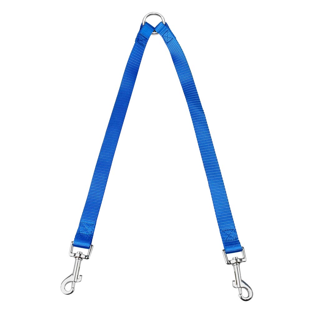 SpeedPets Double Lead Nylon Dog Leash Walk 2 Dogs (Medium, Blue)