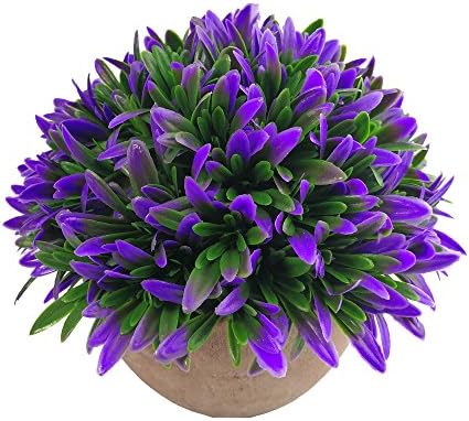 Honboom Mini Artificial plant ball with Pots for Home And Office Decor (Purple)