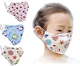 Kid's Dust Mouth Mask,ZWZCYZ Cartoon PM2.5 Anti Dust Pollution Mask with Adjustable Straps Cotton Mouth Mask Children's Guaze Mask Dustproof Face Mask with N95 Filters Pack of 3