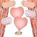 Confetti Balloons Rose-Gold Metalic for Party - Decoration Set (36) with 12-inch Latex Balloons, Confetti Balloons, 18-inch Heart Foil Balloons, Foil Curtains, Ribbons. Party Supplies 2020 Decorations