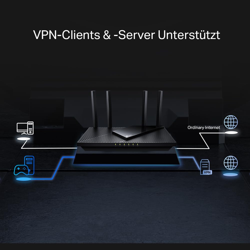 TP-Link Archer AX55 Pro Wi-Fi 6 WiFi Router Dual Band AX3000, 1×2.5Gbps Port + 4×Gigabit Port, USB 3.0, VPN, WPA3, OneMesh, Parental Control, HomeShield, No Support for DSL Function