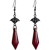 Black Bat Earrings for Women Red Crystal Gems Dangle Earrings Punk Gothic bat Earrings Halloween Costumes Earrings Jewelry for Women