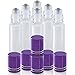 Glass Roller Bottles with Stainless Steel Roller Balls Essential Oil Premium Frosted White Glass Bottles 10ml-Metal Balls,Roll on Bottle for Aromatherapy,Perfumes and Lip Balms-6 color choices(Purple)