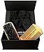 Beard Brush and Comb Set for Men - Natural Boar Bristle Brush and Durable Wooden Comb Grooming Kit - Maintains Soft, Shiny and Smooth Facial Hair - Mustache Straightening and Shaping Tools (Beard Comb & Brush Kit)