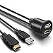 ICESPRING USB HDMI Mount Cable – 1 Meter 3ft USB and HDMI Extension Flush, Dash, Panel Mount Cable, for Car, Boat, Motorcycle