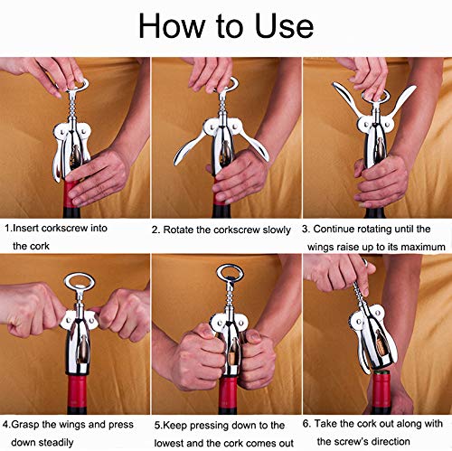 Wing Corkscrew Wine Opener, 2in1 Multifunctional Red Wine and Beer Remover, Stainless Steel & Zinc Alloy Material, Bar/Kitchen/Restaurant Tools, Silver