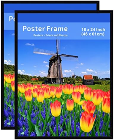 Trendsetter Poster Frame 18 by 24 Inch , 2-Pack ,Pre-Assembled with Sturdy MDF Backer Board,Clear Plastic Window,Black