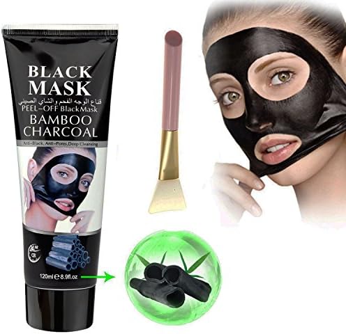 Blackhead Remover Mask,Black Peel Off Charcoal Mask,Deep Cleansing Face Mask Black Mud Pore Removal Strip Mask For Face Nose Acne Treatment with a Silicon Mask Brush