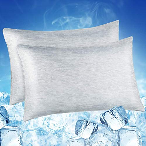 LUXEAR Cooling Pillowcase Queen Size, 2 Pack Hidden Zipper ArcChill