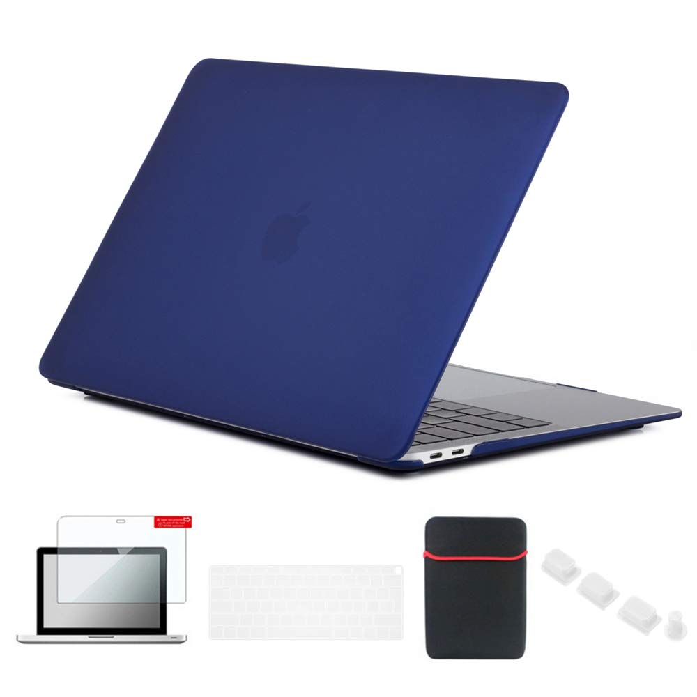 Se7enline New MacBook Air 13 inch case A2337/A2179/A1932 Hard Shell Cover for MacBook Air 13-Inch with 2018/2019/2020 with Sleeve Bag, Keyboard Cover, Screen Protector, Dust Plug, Navy Blue