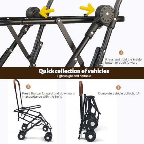 Beauenty Double Pet Stroller for Dogs and Cats, Lightweight Folding Pet Dog Stroller for Small Medium Dogs Cats, 2 Detachable Carrier Bags, 4 Lockable Wheels & Safety Belts, Brown