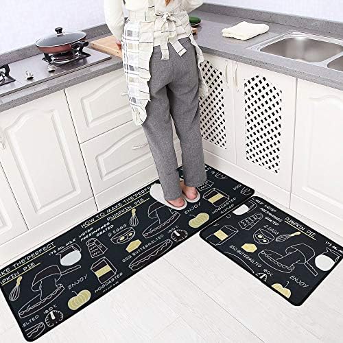 LEEBEI Kitchen Mats Rugs Sets Non-slip Washable Floor Carpet Bedroom Mats Sets (47.2 ×15.7 inch +23.6×15.7 inch (Pumpkin-pie)