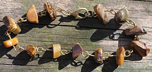 Natural Tiger Eye Browns Bronze Link Bracelet with Bronze Parrot Clasp small #3