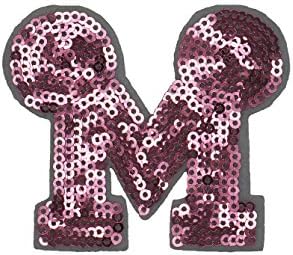 Summerz The Pink M Patch Glitter Sequins Applique Sew/Iron-on