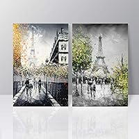 2 Panel Canvas Wall Art Eiffel Tower Canvas Prints Home Artwork Decoration for Living Room,Bedroom - 16