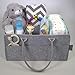 Baby Diaper Caddy Organizer by Devray | Nursery Storage Bin | Grey Leather Pu Handles and Top Trim with 5 Compartments