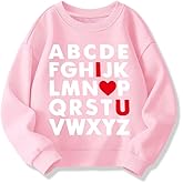 Kids Valentines Day Sweatshirts Boys Girls Valentine's ABC I LOVE U Heart Graphic Shirt Toddler Long Sleeve Outfit Tops