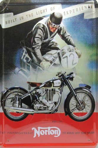 Norton Motorcycle, Metal Tin Sign, Tin Poster, Art Vintage Style Wall Ornament Coffee Decor, 20 X 30 Cm.