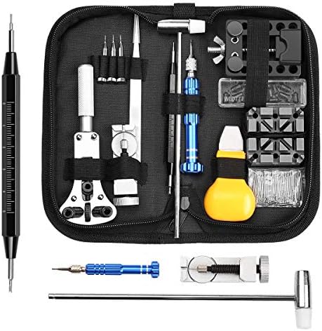 112 PCS Watch Repair Kit, Electrapick Professional Watch Spring Bar Tool Set Watch Band Link Pin Tool Set with Carrying Case, for Most Watches