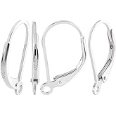 Beebeecraft 5 Pairs 925 Sterling Silver Leverback Earring Hooks 16.5 x 9mm French Earring Findings Ear Wire Clasp Clip with 925 Stamp & 1Pc Polishing Cloth for Jewelry Making