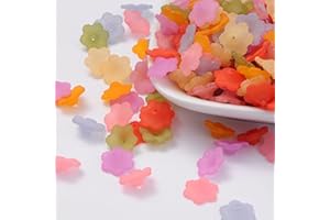 100Pcs Frosted Transparent Acrylic Flower Bead Caps, Flower Loose End Spacer Beads, Jewelry Making Charm Bulk for Necklace Br