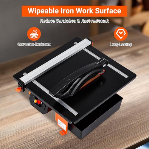 Takywep 7 inch Wet Tile Saw, 3450 RPM, Bevel cuts tile from photo 11