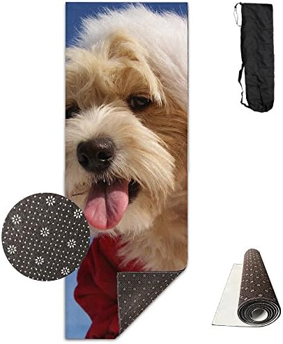Christmas Winter Hat Dogs Printing Yoga Mat Towel Fashion Non-Slip For Paddle Board Yoga,Yoga And Pilates Sports Exercise 24 X 71 Inches Great Durable Mats