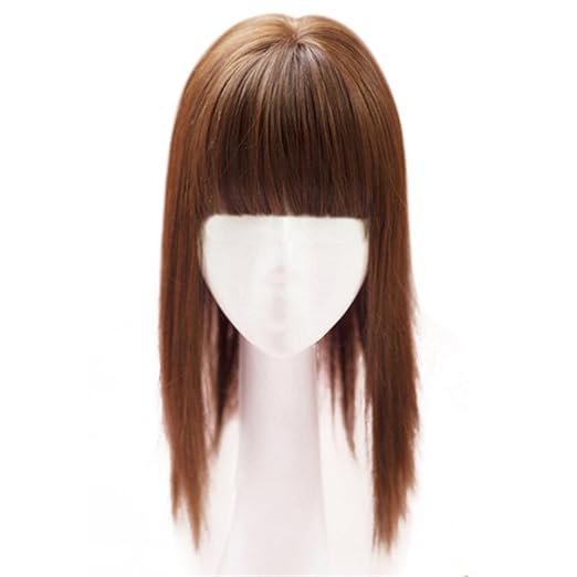 Kunsthaar von Remeehi, 35 cm, nahtloser Haarersatz, Mono-Toupet für Haarausfall, Clip in Haar, Topper mit flachem Pony