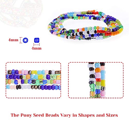 Beads for Bracelets, Anezus 7200 Pcs 4mm Pony Seed Beads Bracelet Beads Small Glass Rainbow Beads for Bracelet Jewelry Making - Thumbnail 3