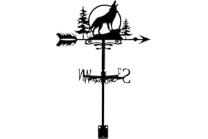 SUPERDANT Wolf Forest Weather Vane Wolf Animal Wind Vanes for Yard Metal Weathervane Roof Mount for Gardens Outside Black Wea