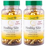 Healthy Skin Vitamin E & Aloe Vera Cream Lotion, 60 Capsulas (2 pack) - Anti Wrinkle, Scars and Smooth Soft Skin Oil for Women, Crema de Vitamina E Para Cuidado de la Cara, Cabello y Piel