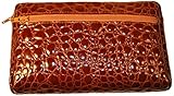 Budd Leather Croco Bidente Cosmetic Case, Cognac