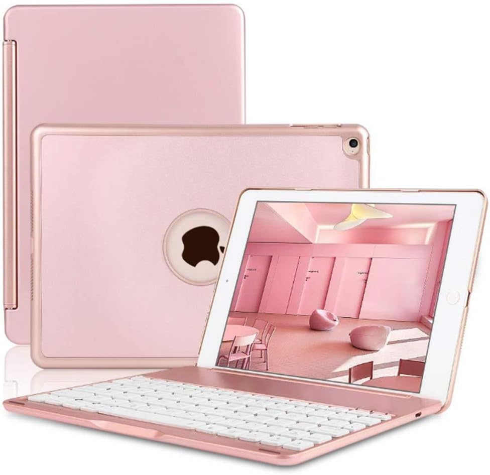 YBDKSN Ipad Pro 10.5 Keyboard Case, Slim Auto Sleep-Wake Clamshell Hard Smart Cover with Wireless Bluetooth Keyboard Built-In 7-Color Backlit for Apple 2017 Ipad Pro 10.5 Inch