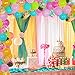 Whaline 123Pcs Tropical Hawaii Balloon Arch Garland Kit with Tying Tool Luau Party Decor with Palm Leaves Multicolor Latex Confetti Balloons for Summer Flamingo Moana Beach Birthday Party Supplies