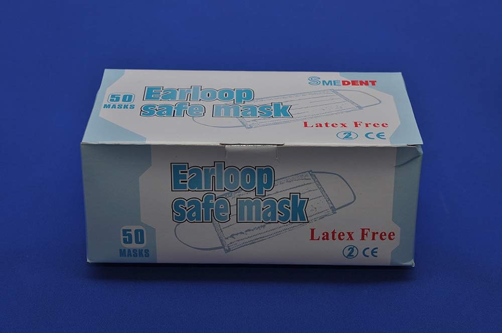 Disposable Earloop Safe Mask Mouth and Nose Cover ++Pack of 50++ Latex Free 17cm X 9cm/6.69" x 3.54"