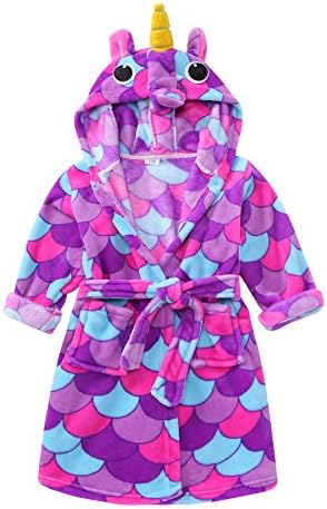 TOLLION Toddlers/Kids Hooded Terry Robe Fleece Bathrobe Children's Pajamas Sleepwear