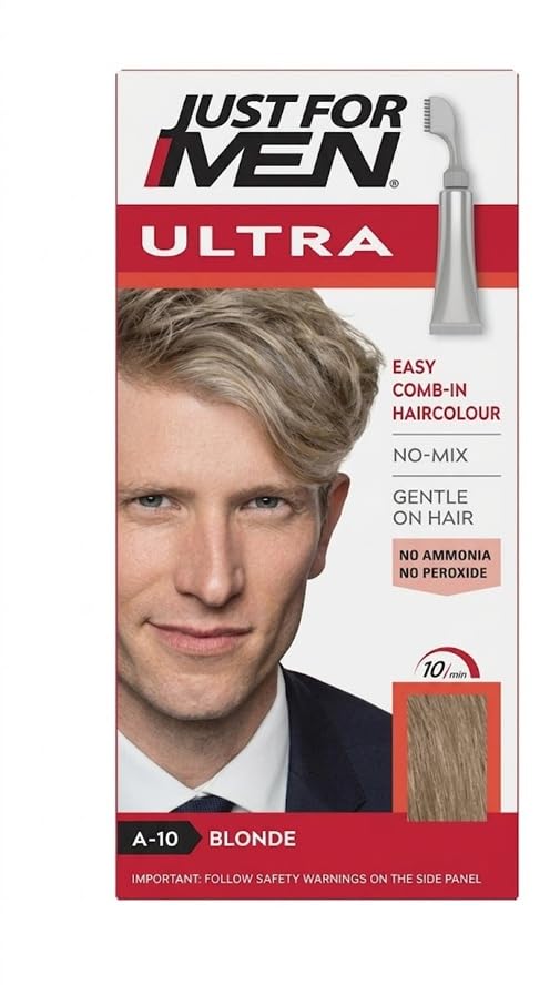 Just for men Ultra Blonde Hair Colour Dye for Short Hair, Comb Away the Greys – A10 – Blonde