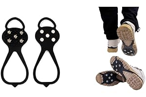 Ice Traction Cleats Non Slip Stretchy Grip with Steel Studs for Shoes and Boots, Secure Flexible Fit for Snowy ICY Walking
