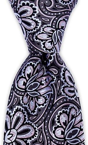 Gray Tie with White and Pink Floral Paisley Pattern by TieThis | The Laurel Tie