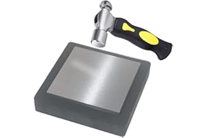 ZANGBOER Steel Bench Block with 4”Tough Rubber Block – Metal Stamping Hammer, Metal Bench Block - Jewelry Making, Metal Stamping, Work Surface Tool (Steel & Rubber Block)