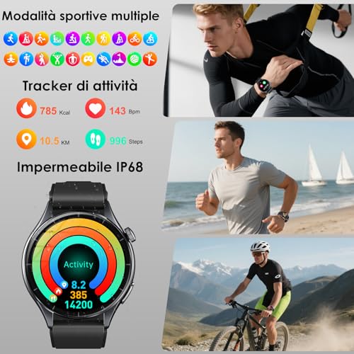 2026 New Men's Smartwatch with ECG/Blood Pressure/Sleep/Emotions/Fatigue/BMI/Temperature/Heart Rate Monitor, 1.56 Inch AMOLED Healthy Fitness Watch with LED Flashlight/Phone Function/SOS Button