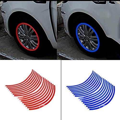 Amapower Car Accessories Safety Alert Wheel Decor Riding Safety Decals Polyethylene Terephthalate Bike Wheel Sticker Color Tires Bicycle Wheel Stripe Tape Car Motorcycle Wheel Sticker