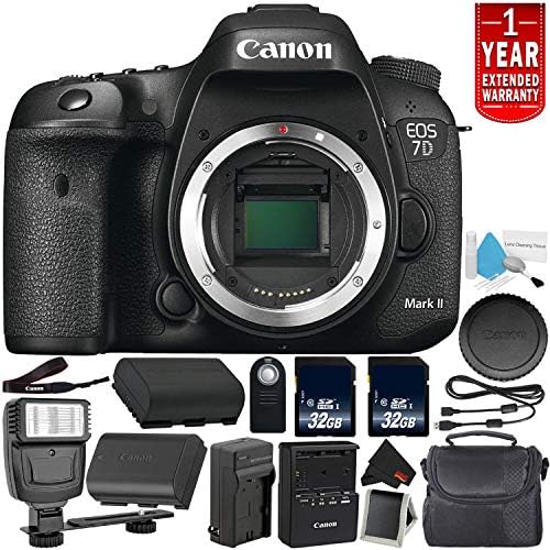 Canon EOS 7D Mark II Digital SLR Camera 9128B002 (Body Only) International Model - Bundle with 32GB Memory Card + 1 Year Seller Warranty + Spare Battery + Wireless Remote + More